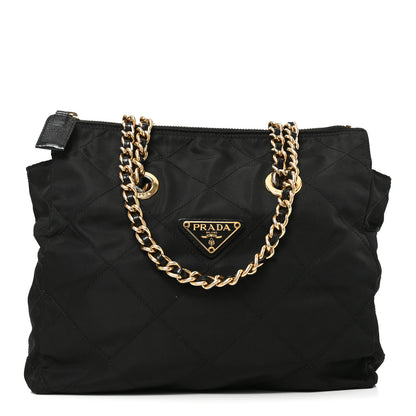 Prada Nylon Tessuto Impuntu Quilted Flap Shoulder Bag Black 1 of 9