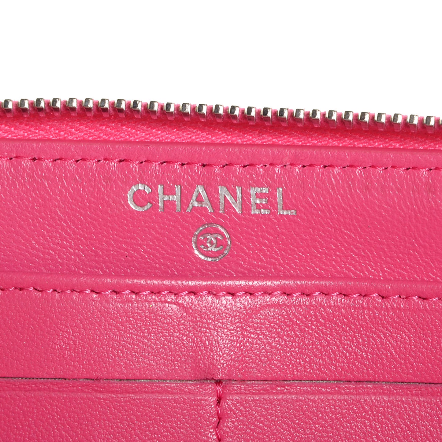 Lambskin Zip Around Large Gusset Wallet Fuchsia