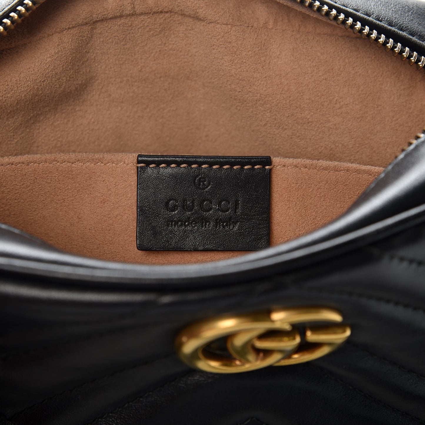 Calfskin Matelasse Mini GG Marmont Chain Shoulder Bag Black