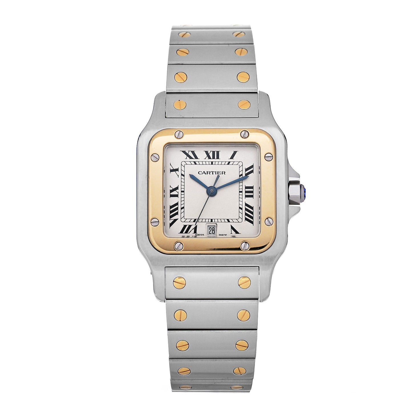 Stainless Steel 18K Yellow Gold 29mm Santos De Cartier Galbee Quartz Watch