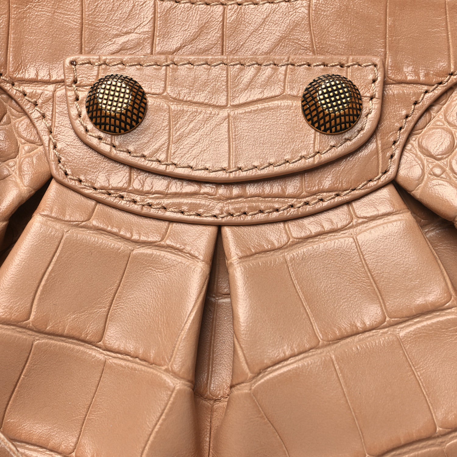 Balenciaga Extra Supple Calfskin Crocodile Embossed Le Cagole Shoulder Bag XS Nude Beige 11 of 13