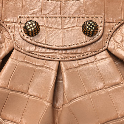 Balenciaga Extra Supple Calfskin Crocodile Embossed Le Cagole Shoulder Bag XS Nude Beige 11 of 13
