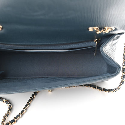 Chanel Metallic Calfskin Chevron Quilted Small Statement Flap Blue 5 of 9
