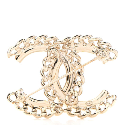 Chanel Crystal Chain CC Brooch Gold 3 of 5