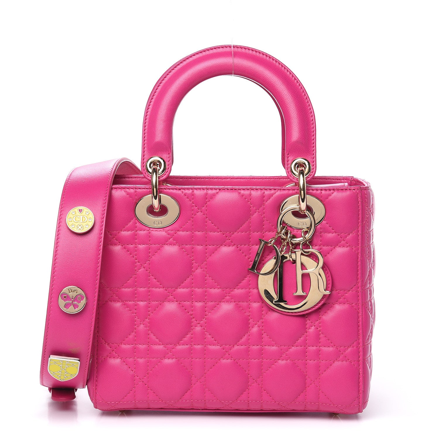 Christian Dior Lambskin Cannage Small Lucky Badges My Lady Dior Magenta 1 of 14