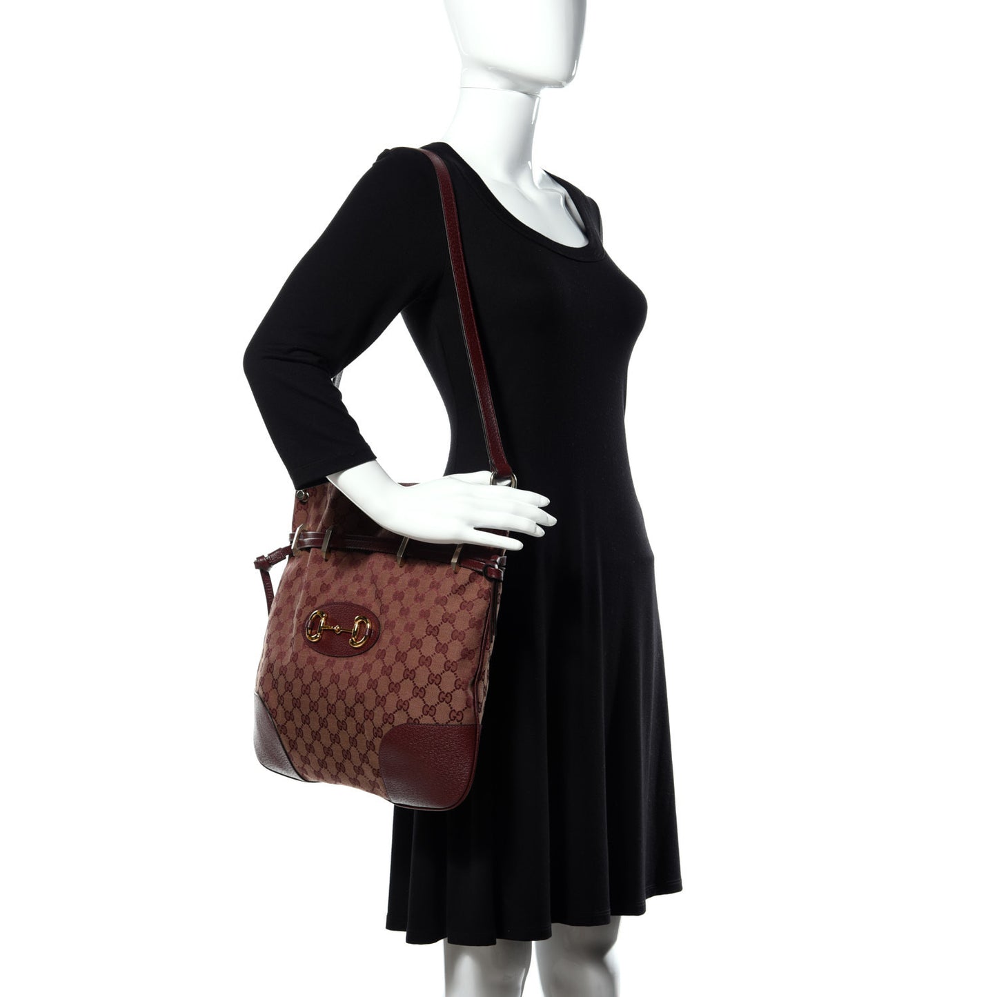 Monogram Textured Dollar Calfskin Horsebit 1955 Cinch Top Messenger Bag Sahara Rubino Chardonnay