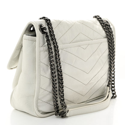Saint Laurent Crinkled Calfskin Matelasse Monogram Medium Niki Chain Satchel Ivory 3 of 12