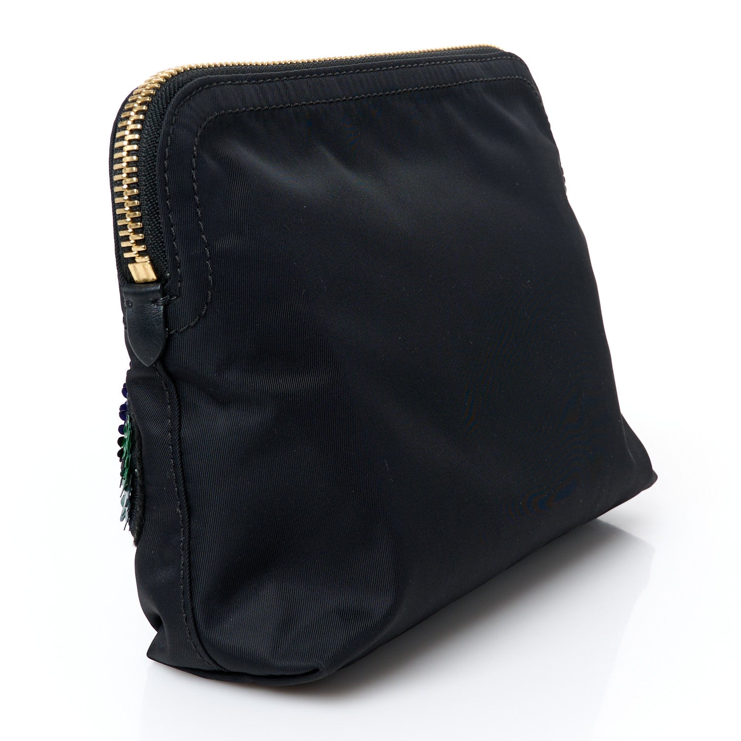 Burberry Nylon Sequin Floral Pouch Black Multicolor 3 of 11
