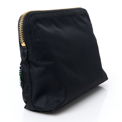 Burberry Nylon Sequin Floral Pouch Black Multicolor 3 of 11