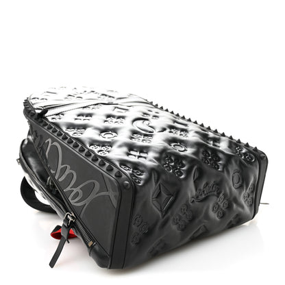 Christian Louboutin Calfskin Embossed Backparis Spiked Backpack Black 4 of 10