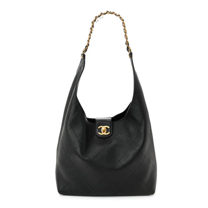 Chanel Shiny Lambskin Quilted Medium Hobo Black 2 of 21