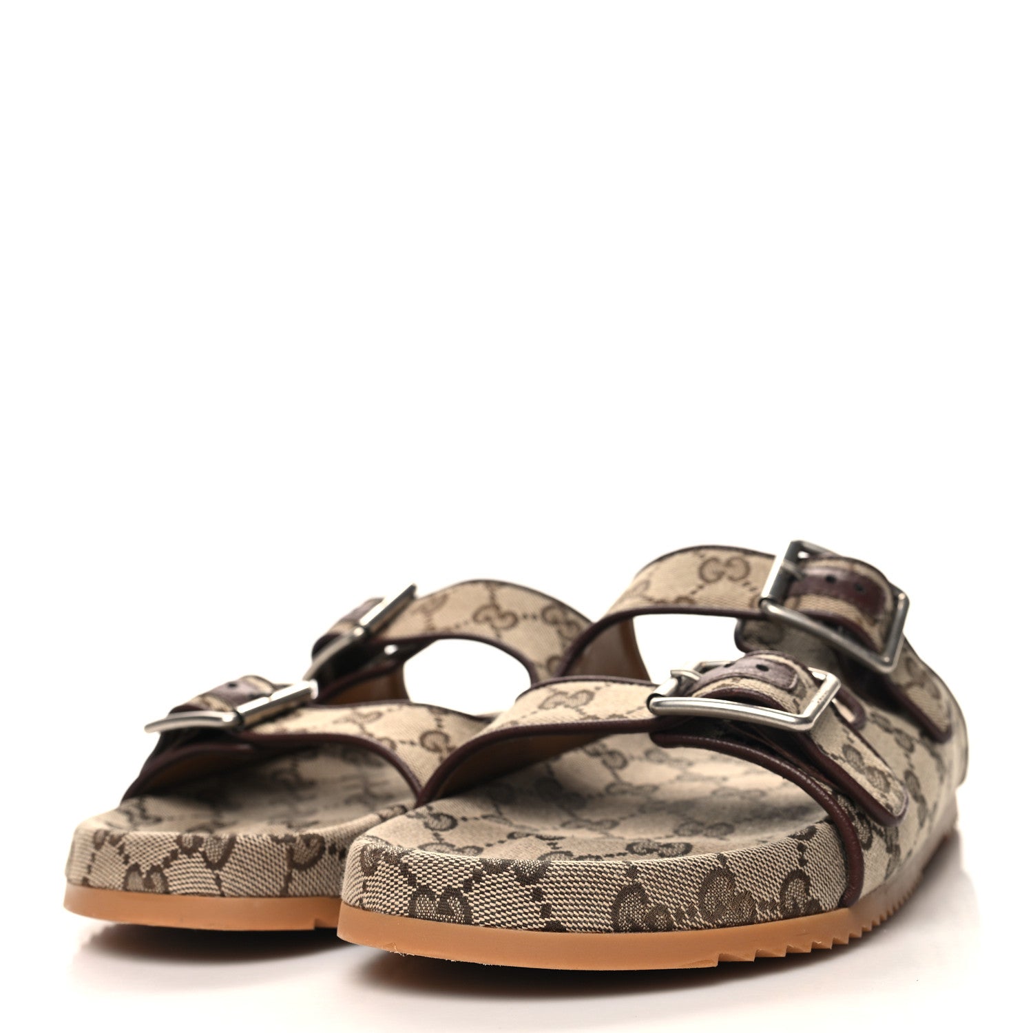 Gucci GG Monogram Lavaredo Eco Fabric Mens Slide Sandals With Straps 9 Beige Ebony Light Brown 3 of 8