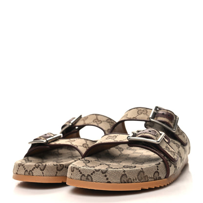 Gucci GG Monogram Lavaredo Eco Fabric Mens Slide Sandals With Straps 9 Beige Ebony Light Brown 3 of 8