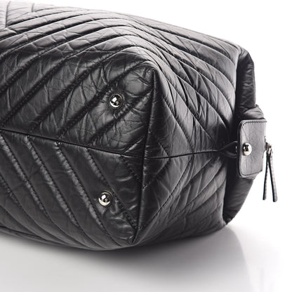 Chanel Aged Calfskin Chevron Quilted Duffle Bag Black 10 of 10