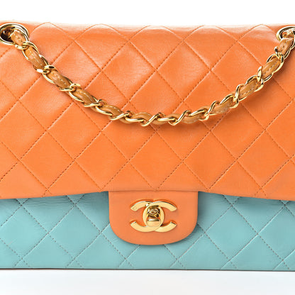 Chanel Lambskin Quilted Tri-Color Medium Double Flap Brown Blue Purple 9 of 13