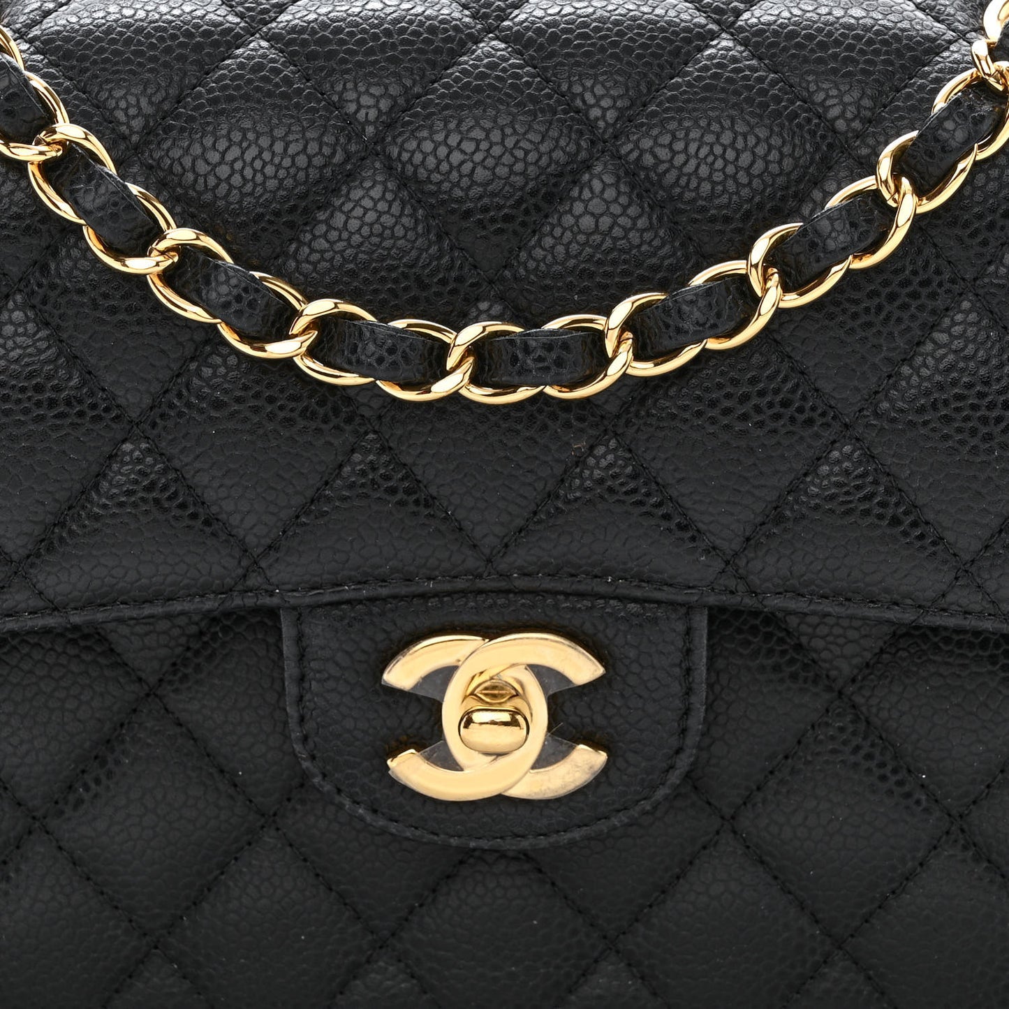 Caviar Quilted Small Double Flap Black