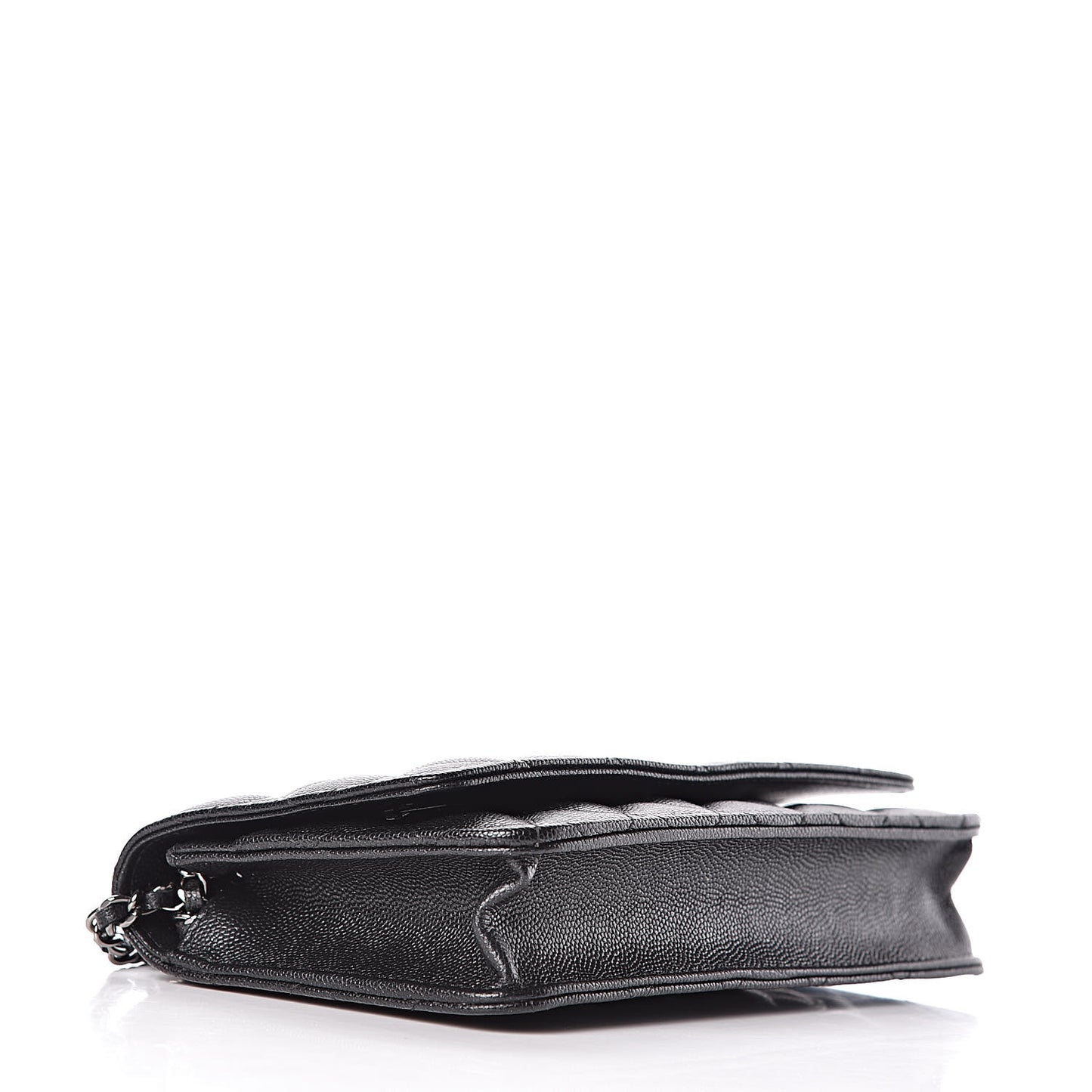 Iridescent Caviar Quilted Wallet On Chain WOC Black