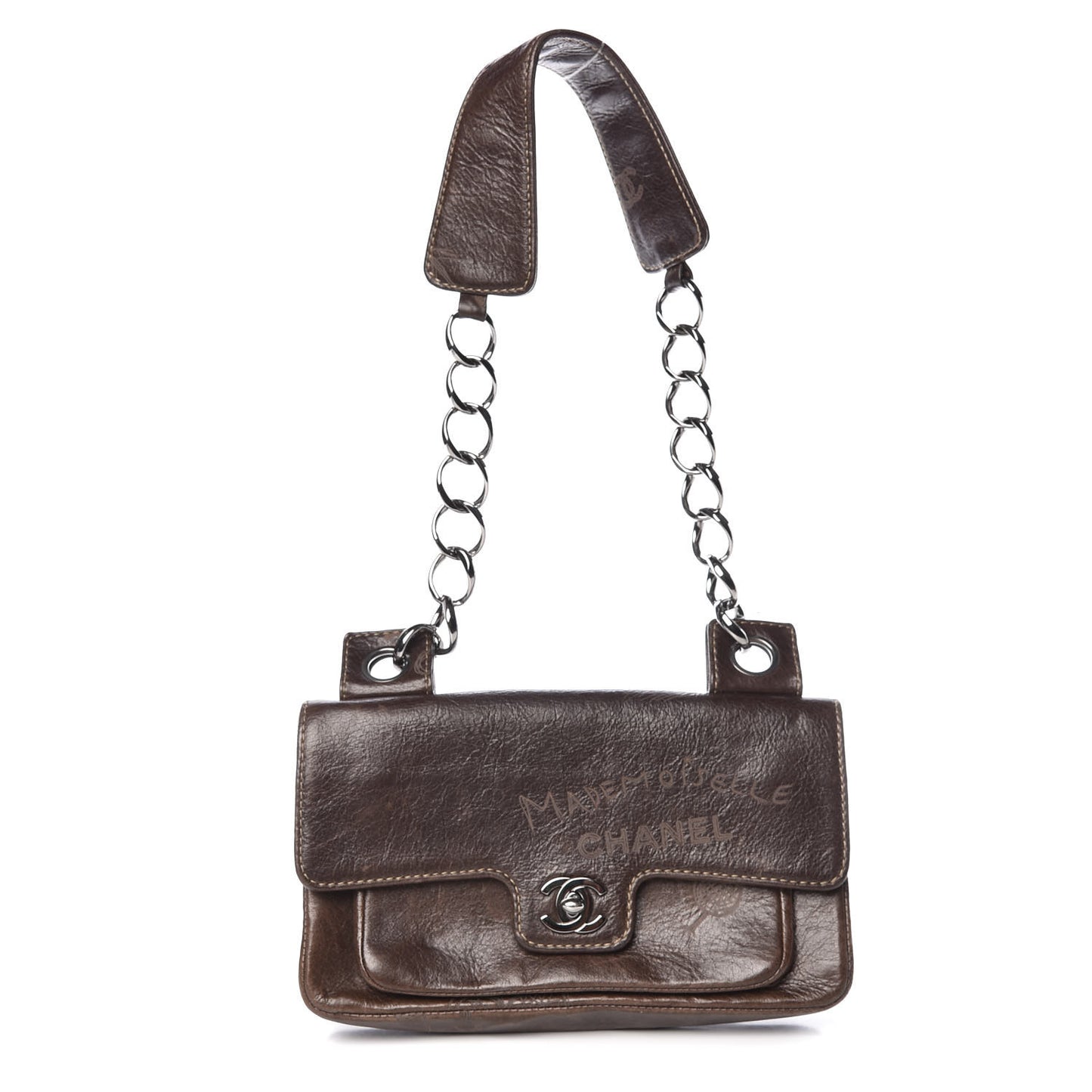 Calfskin Graffiti Flap Brown