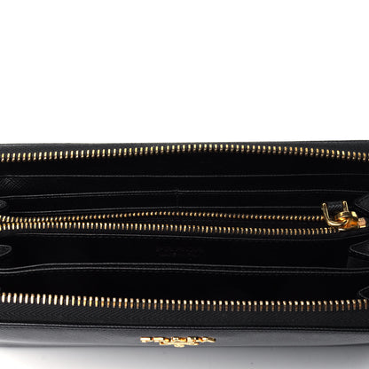 Prada Saffiano Metal Zip Around Wallet Black 4 of 4