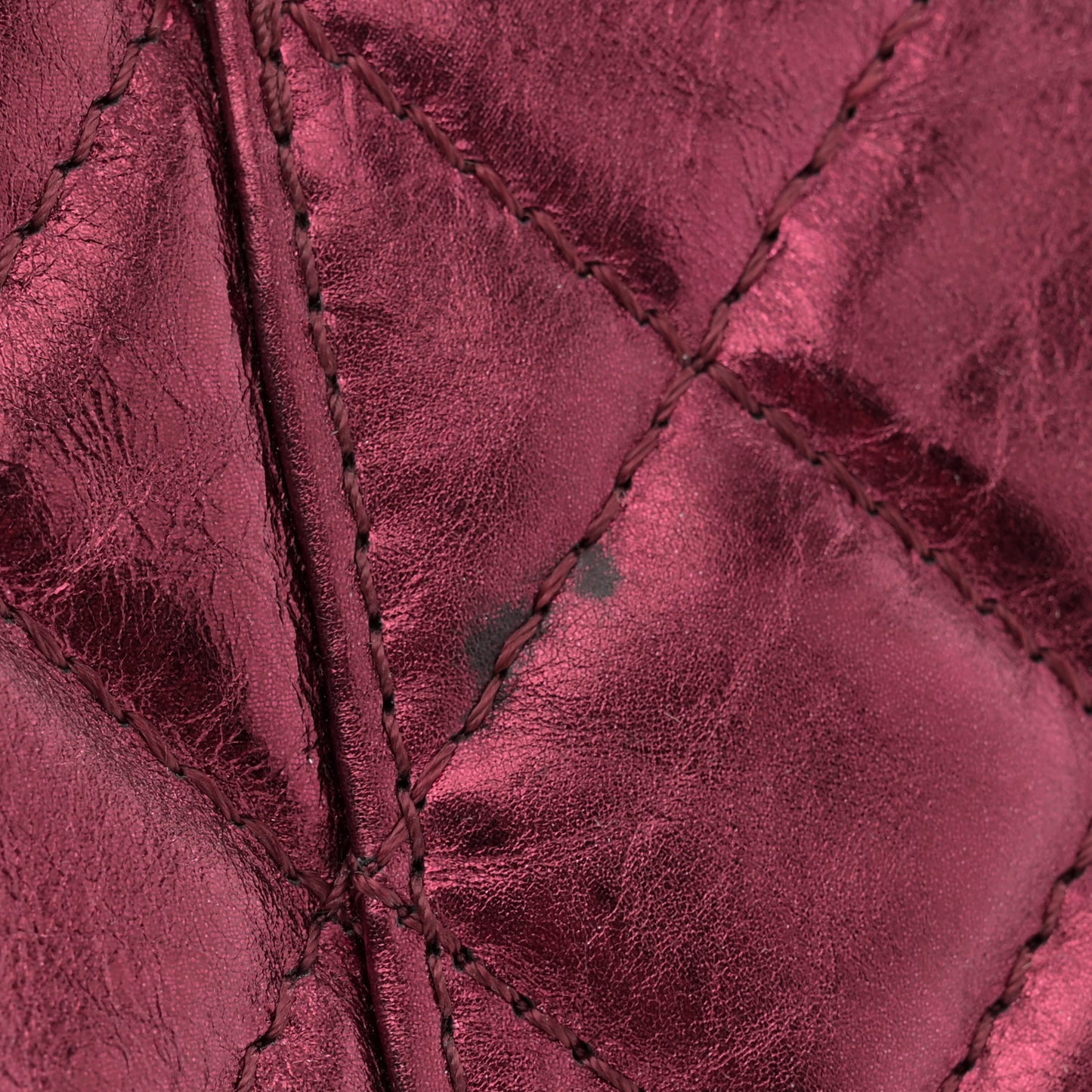 Metallic Aged Calfskin Quilted 2.55 Reissue 227 Flap Dark Red