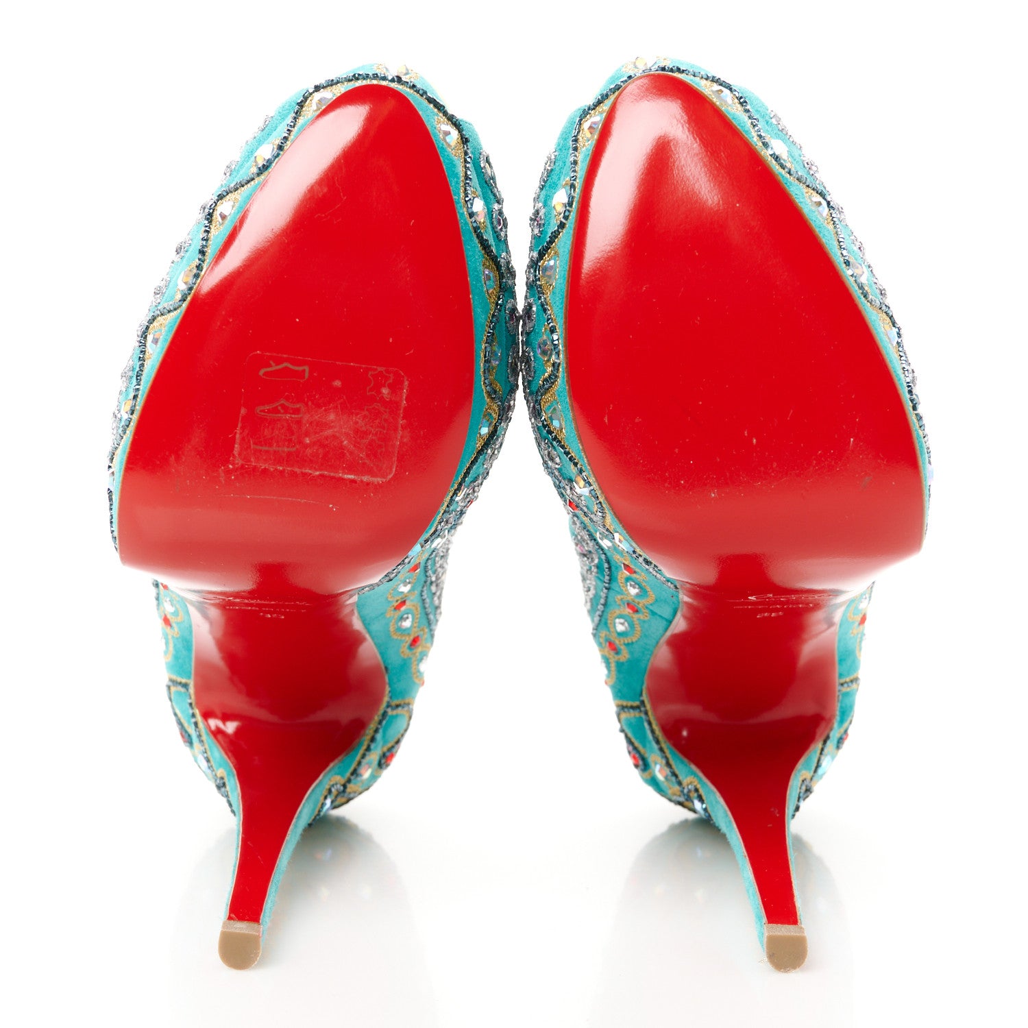 Christian Louboutin Crystal Suede Bollywoody 150 Pumps 39 Turquoise 5 of 8