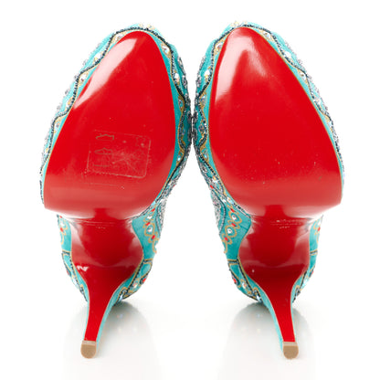 Christian Louboutin Crystal Suede Bollywoody 150 Pumps 39 Turquoise 5 of 8
