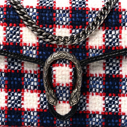 Gucci Vintage Tweed Check Mini Dionysus Chain Wallet White Hibiscus Red Marine 7 of 10