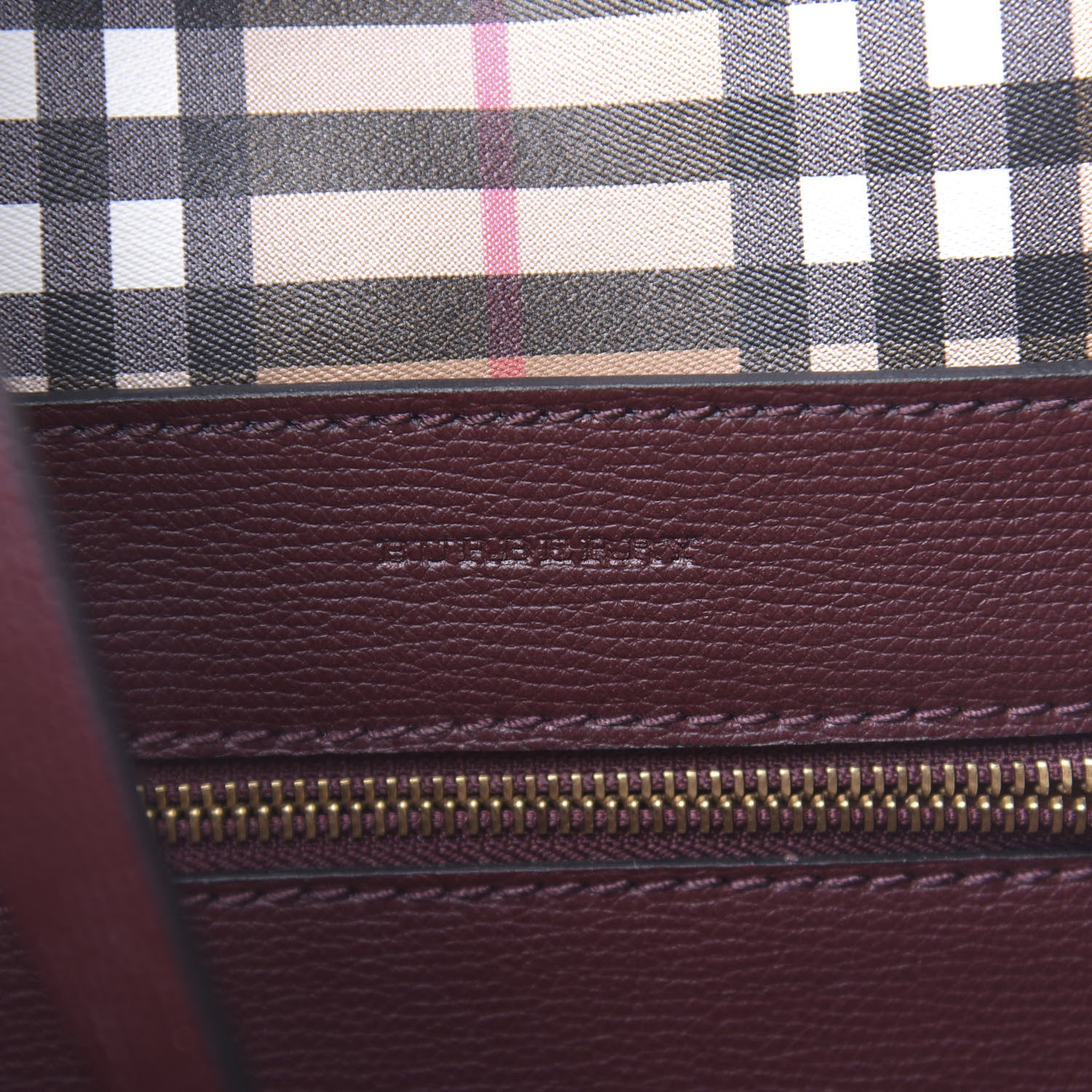 Burberry Calfskin Crest Embossed Small Tote Burgundy 6 of 9