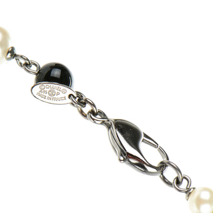 Chanel Pearl Crystal Bead CC Long Necklace Black 3 of 4