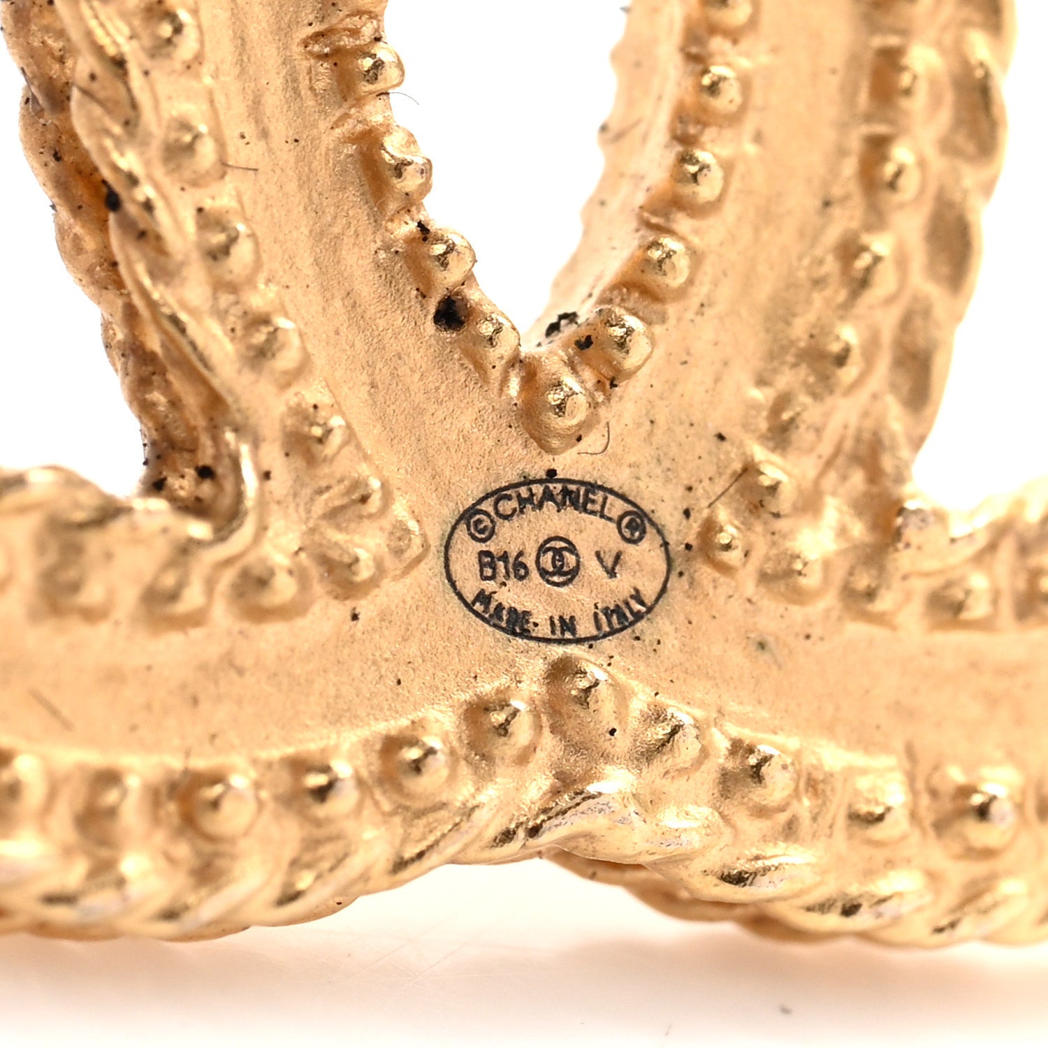 Chanel CC Drop Earrings Matte Gold 4 of 5