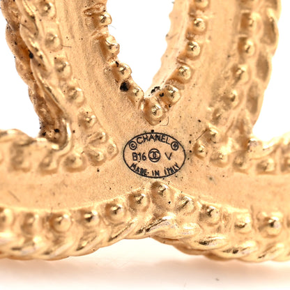 Chanel CC Drop Earrings Matte Gold 4 of 5