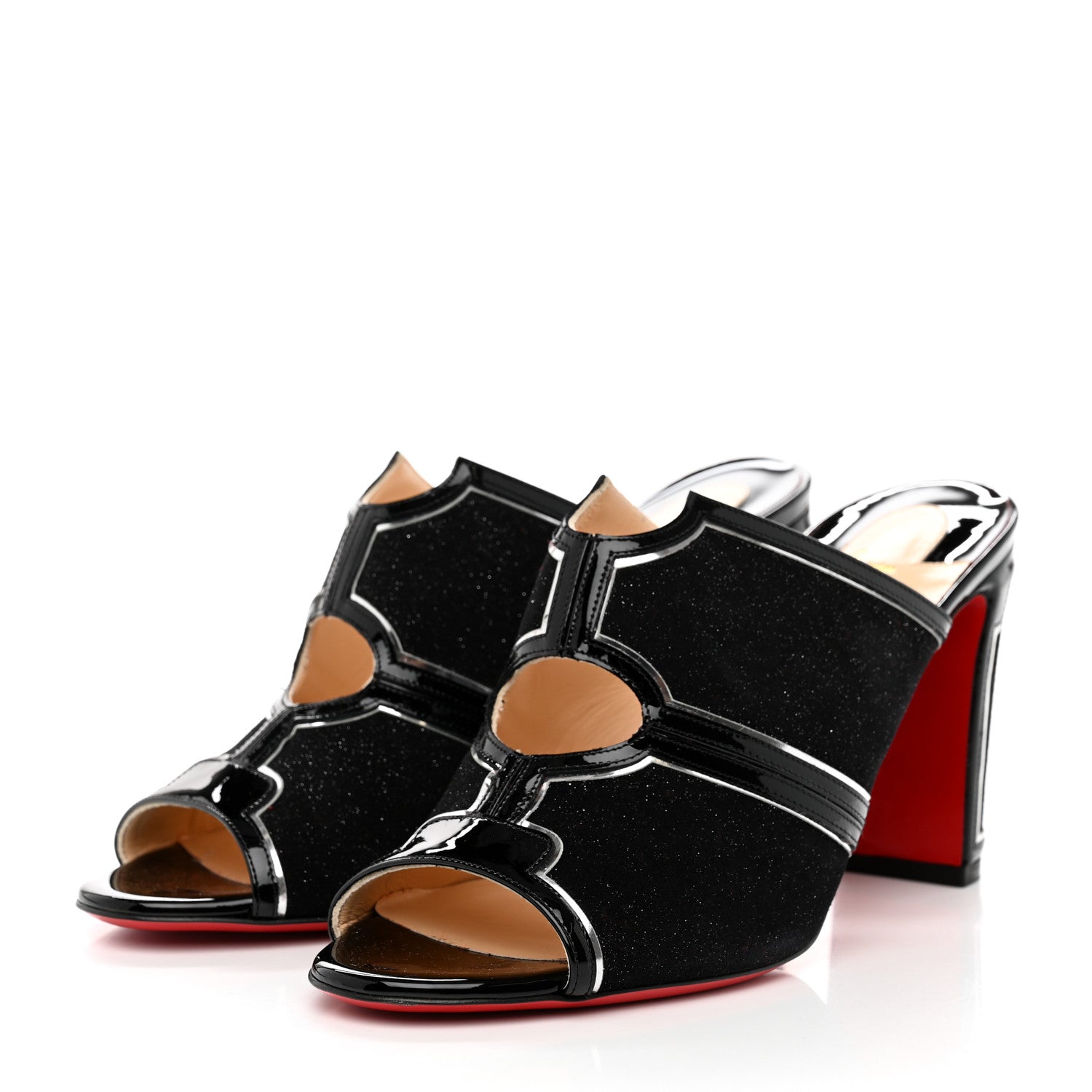 Christian Louboutin Specchio Patent Interior 85 Slide Sandals 40 Black 3 of 8