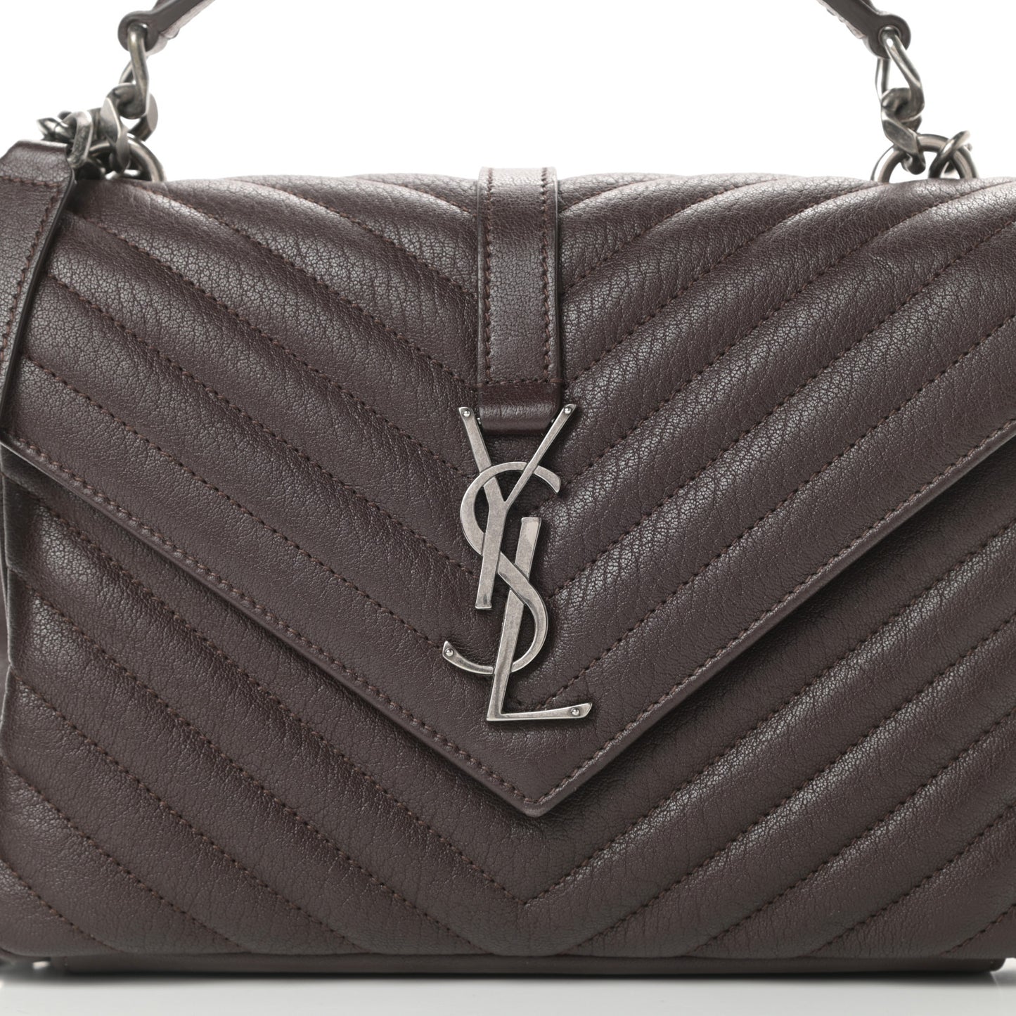 Lambskin Matelasse Chevron Monogram Medium College Bag Faggio