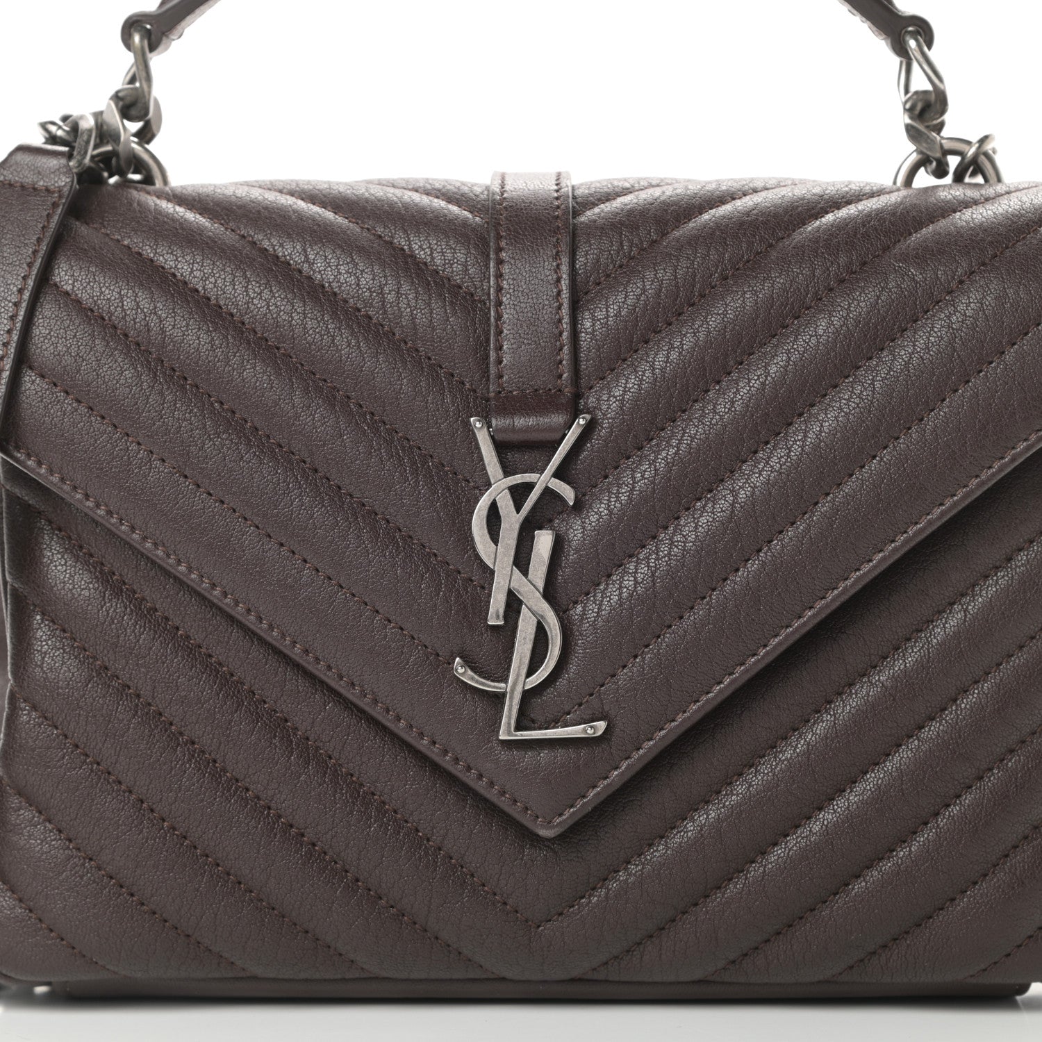 Saint Laurent Lambskin Matelasse Chevron Monogram Medium College Bag Faggio 8 of 12