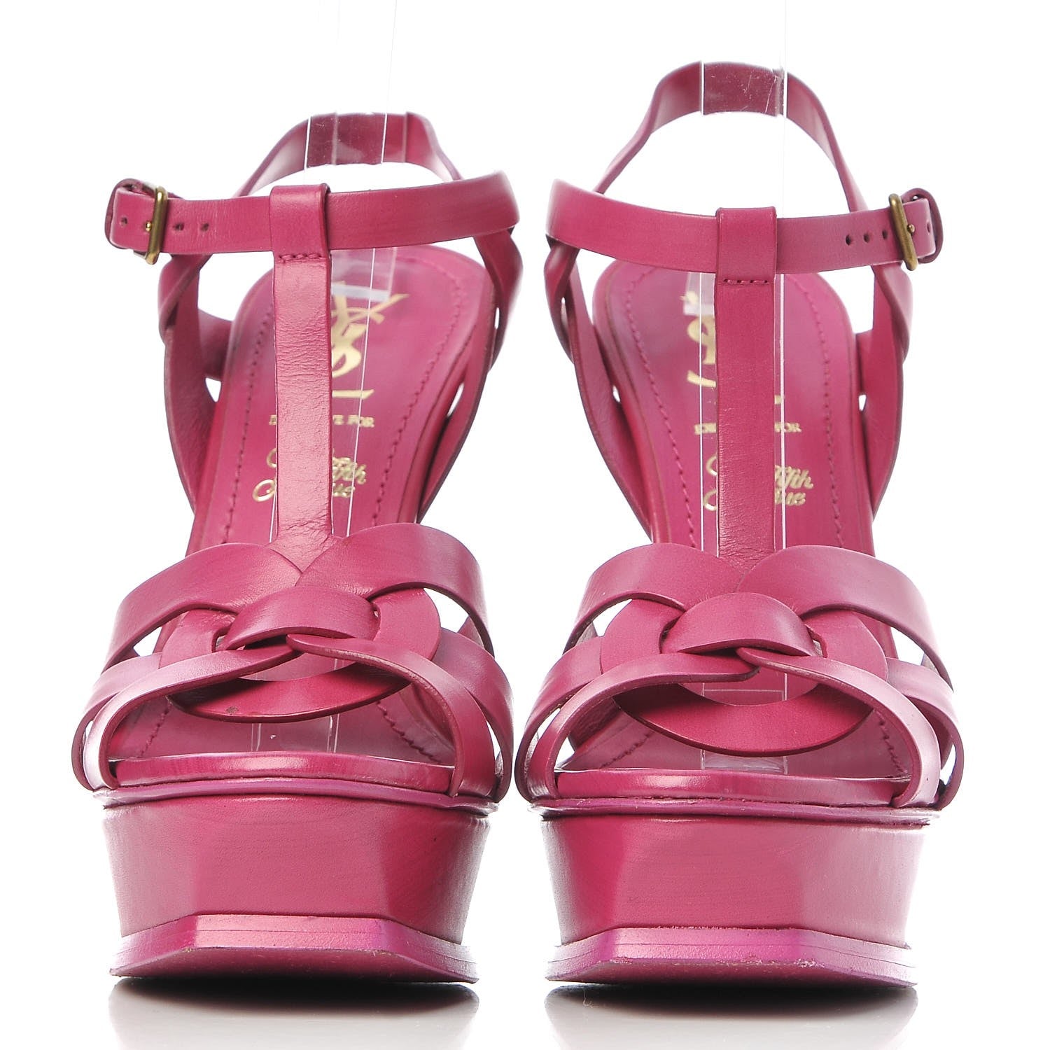 Saint Laurent Calfskin Tribute 105 Platform Sandals 36.5 Fuchsia 2 of 9