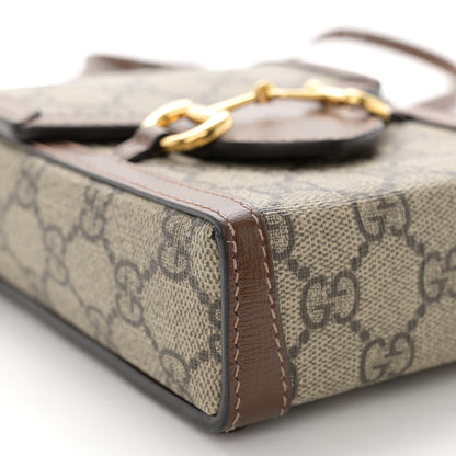 Gucci GG Supreme Monogram Mini Horsebit 1955 Crossbody Bag Beige Brown Sugar 9 of 10