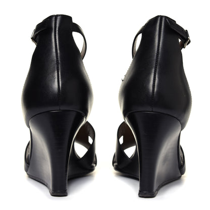 Hermes Calfskin Legend Wedge Sandals 40 Black 10 of 12