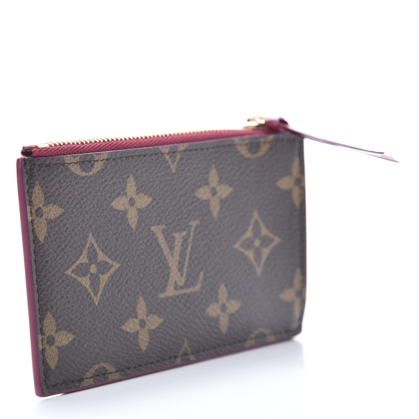 Monogram Zipped Card Holder Fuchsia