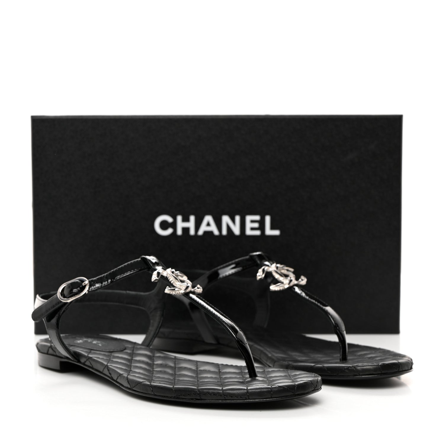 Patent CC Thong Sandals 35.5 Black