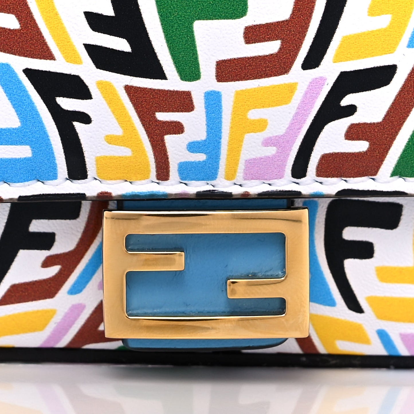 X SARAH COLEMAN Vitello Liberty Ceylon Micro FF Fish Eye Embossed Nano Baguette Charm Multicolor Cyber Blue