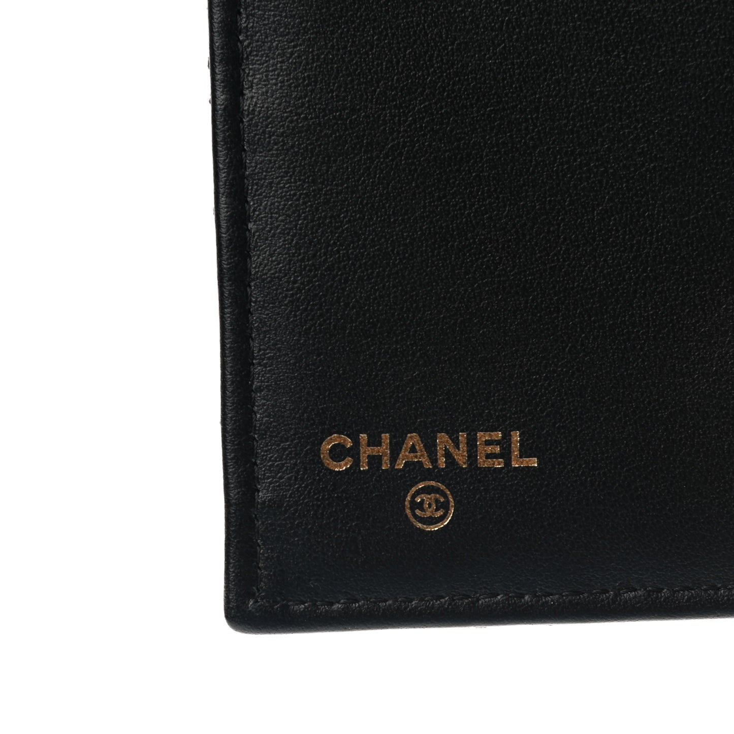 Lambskin Camellia Embossed Small Wallet Black