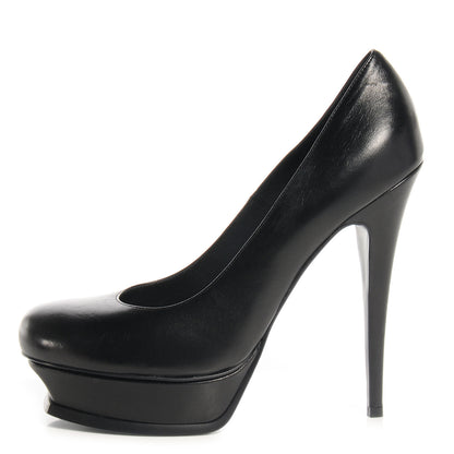 Saint Laurent Calfskin Tribute 105 Platform Pumps 41.5 Black 1 of 8