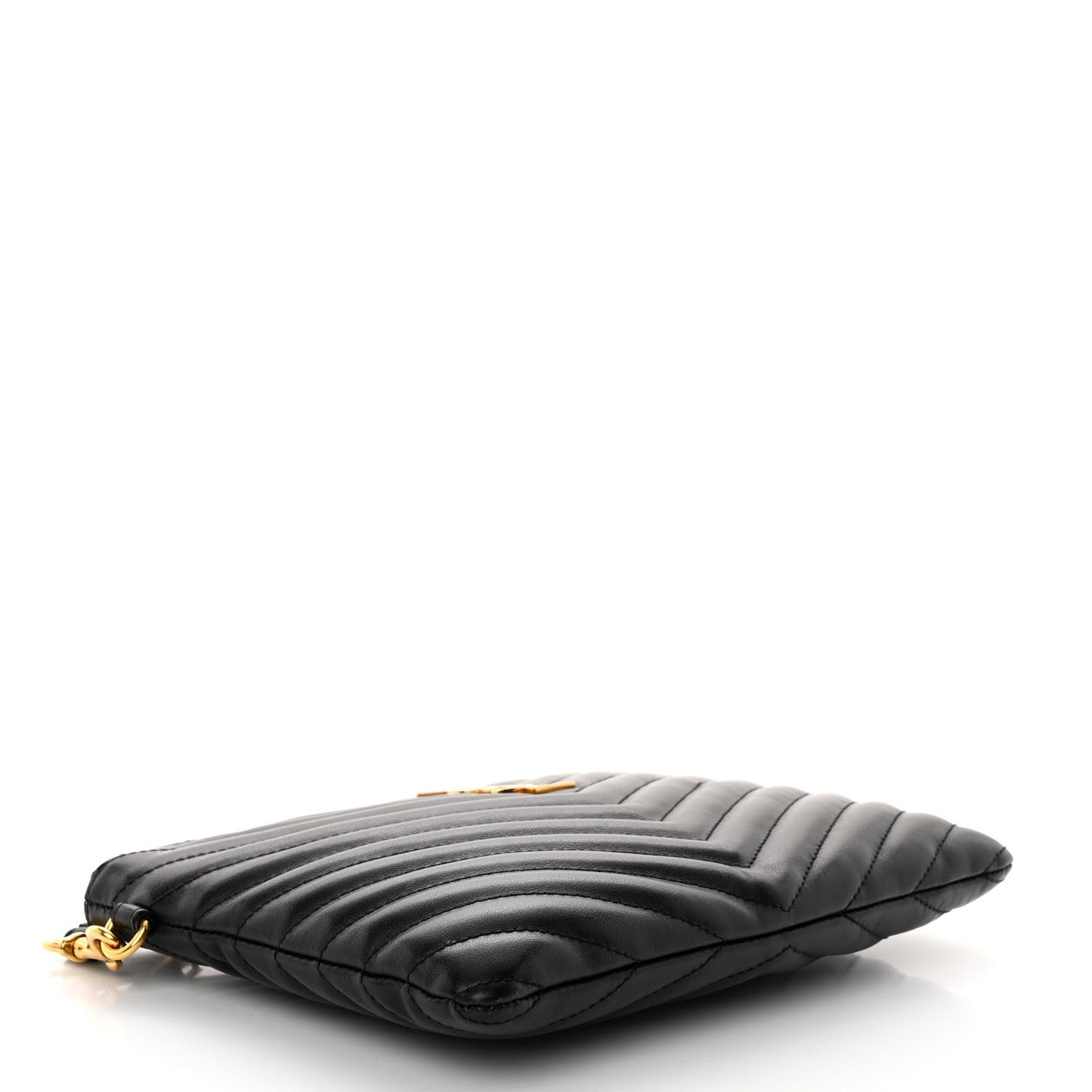 Calfskin Matelasse Chevron Monogram A5 Wristlet Black