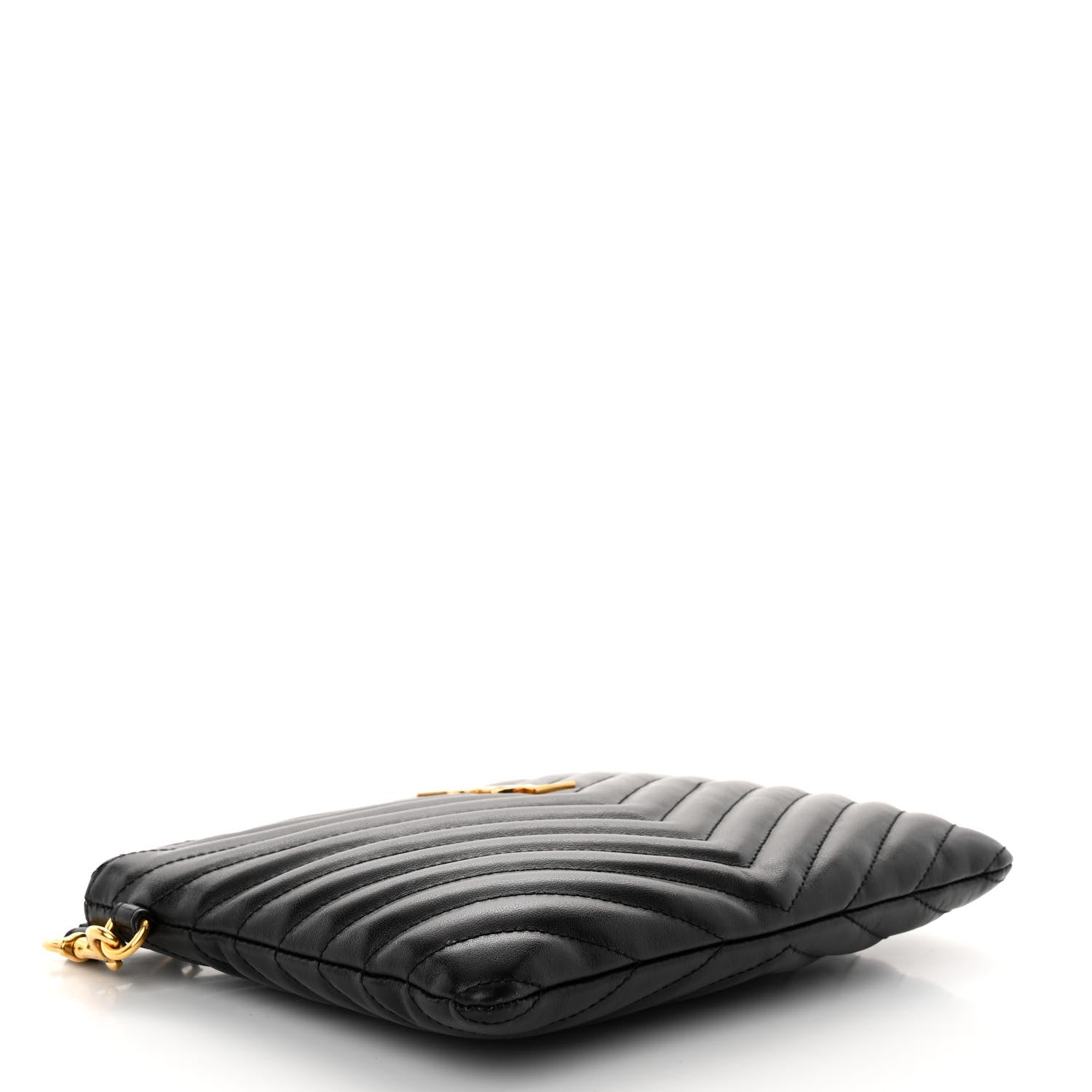 Saint Laurent Calfskin Matelasse Chevron Monogram A5 Wristlet Black 5 of 11