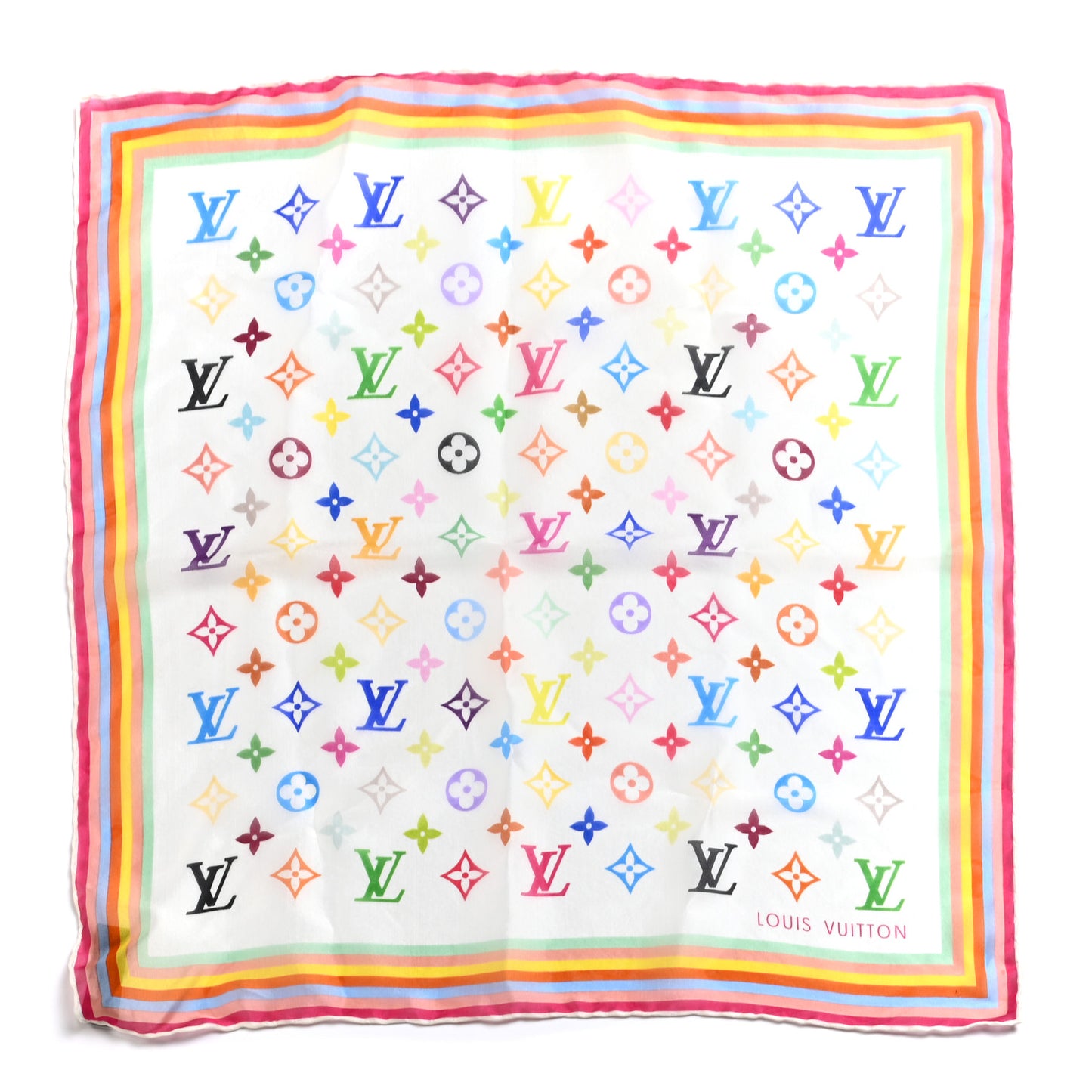 Silk Monogram Multicolor Scarf White