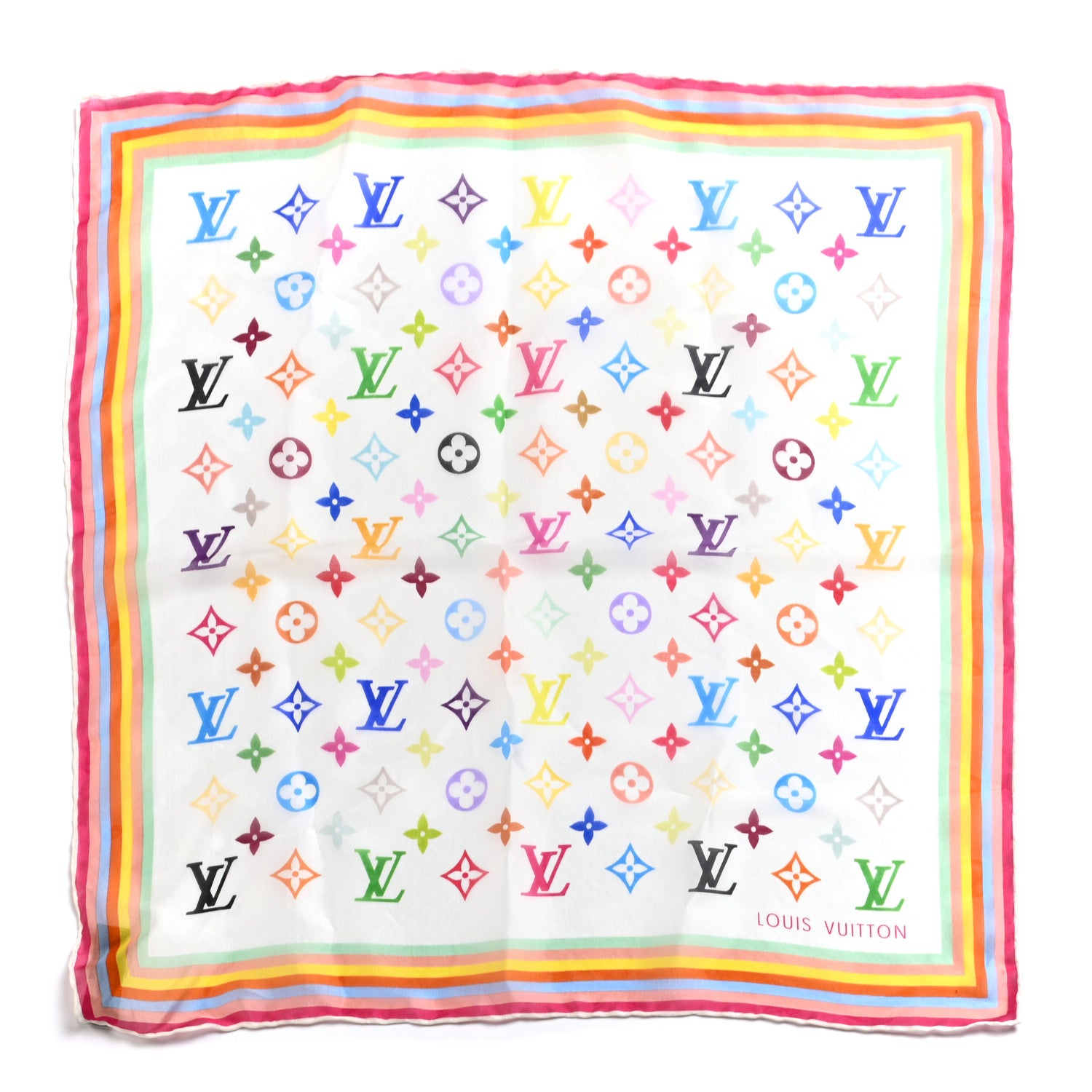 Louis Vuitton Silk Monogram Multicolor Scarf White 1 of 3