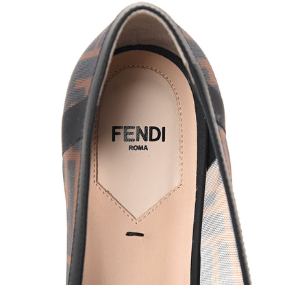 Fendi Mesh FF Skimmer Ballerina Flats 39 Tobacco Moro Black 7 of 8