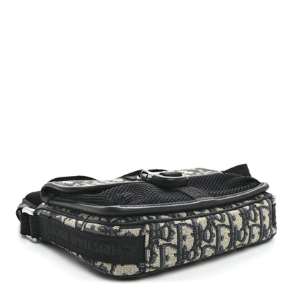 Christian Dior Oblique Jacquard Dior 8 Pouch With Strap Blue Black 4 of 10