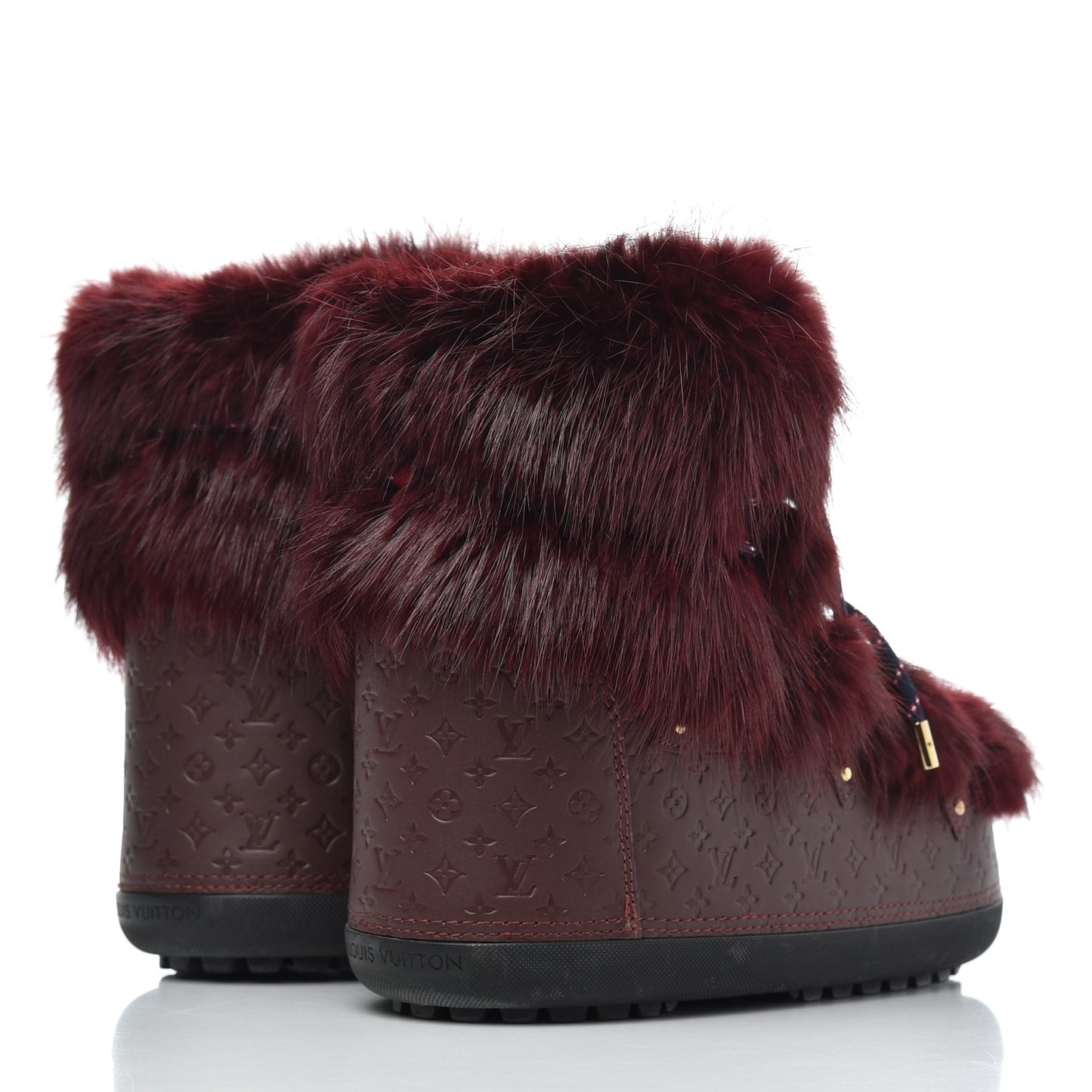 Beaver Calfskin Monogram Off Piste Flat Half Boots 38 Red