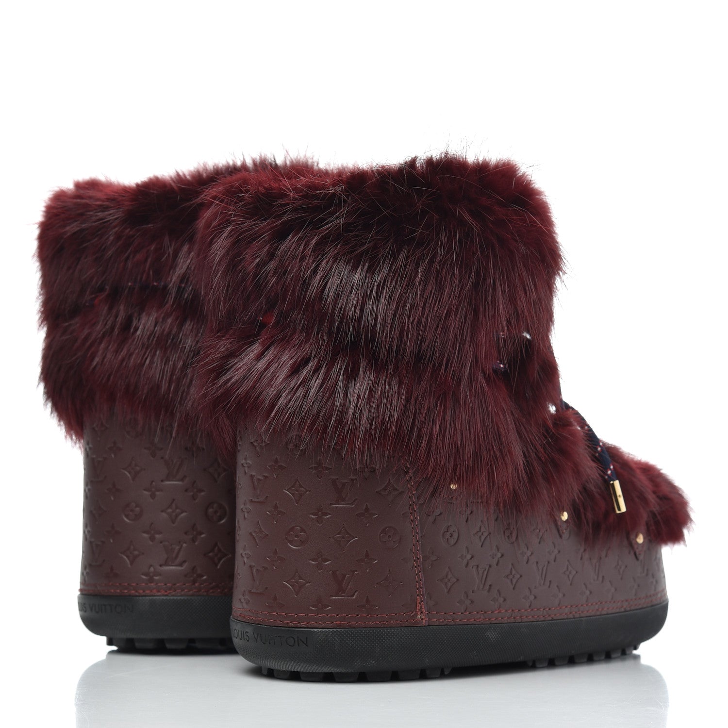 Louis Vuitton Beaver Calfskin Monogram Off Piste Flat Half Boots 38 Red 4 of 16